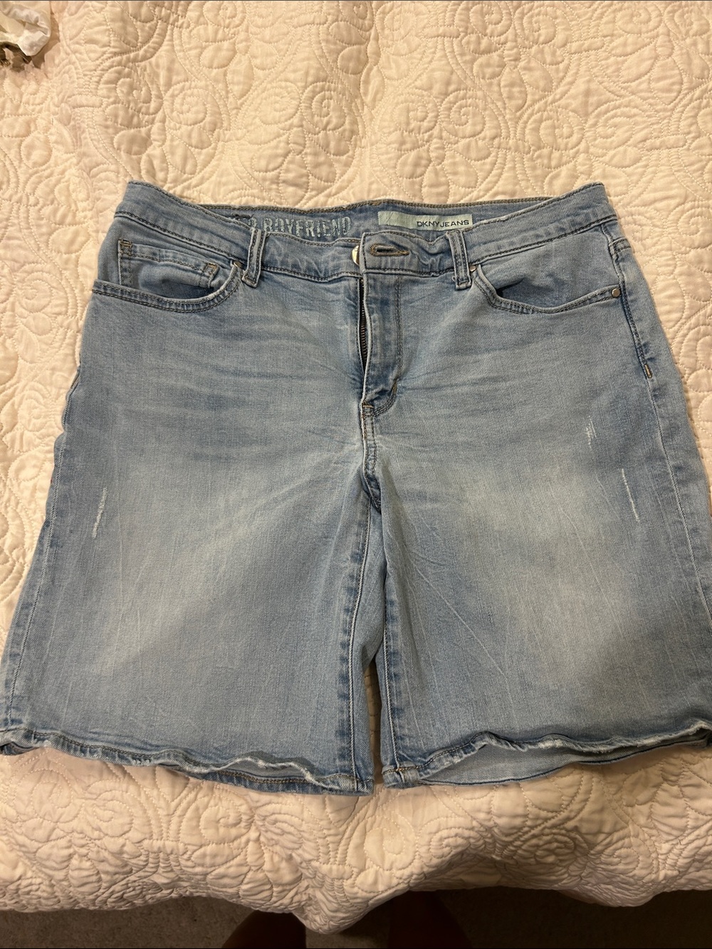 DKNY Light Wash Denim Bermuda Shorts